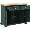 HomeStock  Madison Madison Rolling Kitchen Island Cart, Microwave Stand, Coffee Bar, with Shelves and Drawers, Emerald Green - 3 of 4