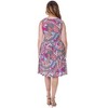 24seven Comfort Apparel Pink Paisley Print Sleeveless Pleated Knee Length Pocket Dress - 3 of 4