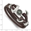 Black Bow Jewelry Stainless Steel Brown Leather Functional Compass Bracelet, 8.5 Inch - 4 of 4