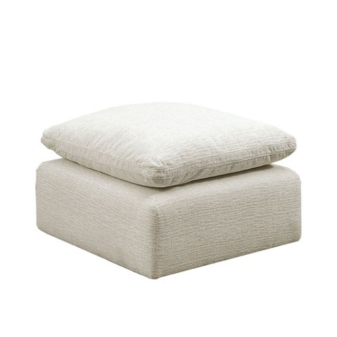 Simple Relax Chenille Padded Square Ottoman, Cream : Target