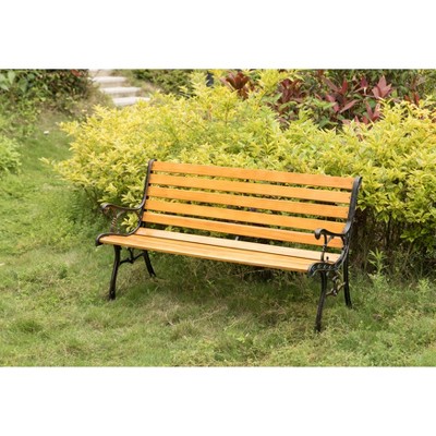 Classic Wooden and Steel Outdoor Garden Bench