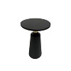 The Urban Port 20" Side End Table Black Mango Wood Round Top with Pedestal Base Shiny Brass Support Black/Brass - 3 of 4
