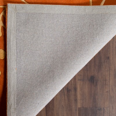 Rust Hand-Tufted Square Wool and Viscose Area Rug