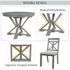 ModernLuxe 5 Piece Extendable Dining Table Set for 4, Farmhouse Dining Set with 4 Upholstered Dining Chairs, Vintage Retro, Brown+Antique White/Grey - 4 of 4