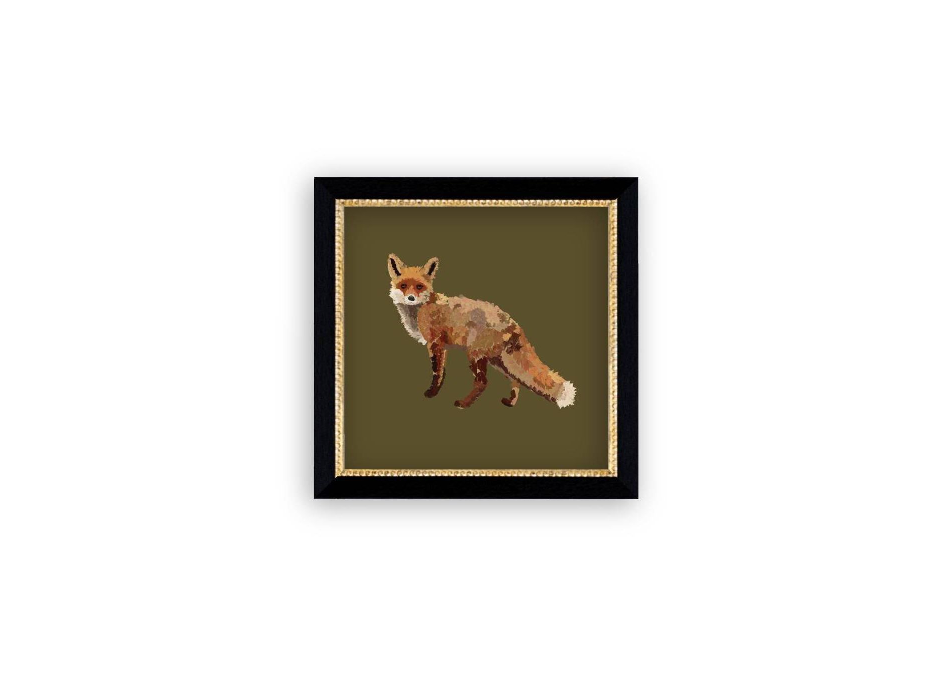 Petal Lane 8"x8" Fox Closeup Wall Art: Vintage Style, Framed Canvas, Sawtooth Mount