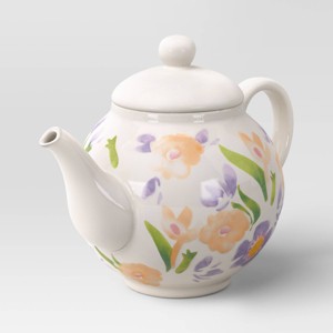 40 fl oz Stoneware Floral Tea Pot - Threshold™ - 1 of 4