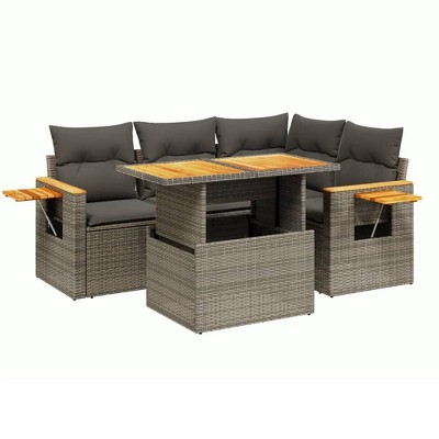 vidaXL Garden Sofa Set Grey, Dark Grey