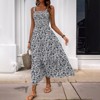Womens Summer Maxi Dress Sleeveless Floral Spaghetti Strap Smocked Boho Beach Long Dress - 3 of 4