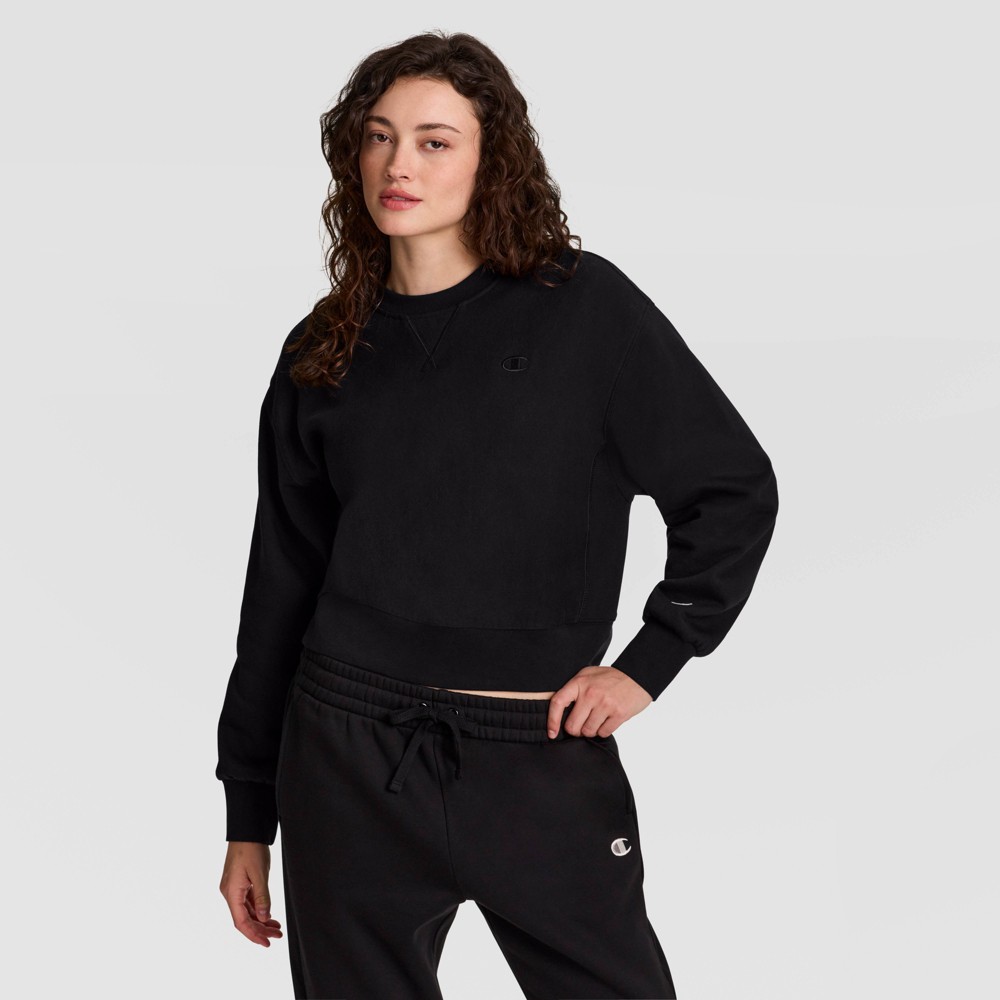 Champion Women's Voluminous Sleeve Fleece Crewneck Sweatshirt - Black XXL