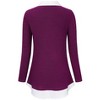 WhizMax Women's Long Sleeve Contrast Collared Shirts Patchwork Work Blouse Tunics Tops - 3 of 4
