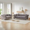 3-Seater + 2-Seater Velvet Modern Sofa with Tufted Buttons and Rolled Arms, Solid Wood Frame with Wooden Legs, Includes 4 Cushions for Living Room - 3 of 4