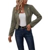 Women Faux Suede Cropped Jacket Double Breasted Jacket Long Sleeve Vintage Coat Casual Outerwear - 3 of 4