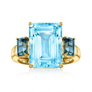 Ross-Simons 12.00 Carat Swiss Blue Topaz and 1.30 ct. t.w. London Blue Topaz Ring in 18kt Gold Over Sterling - 1 of 4