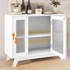 Homhougo 36" Sideboard Storage with Fluted Glass Door, Modern Buffet Storage Cabinet with 2-Tier, Accent Cabinet White - 3 of 4