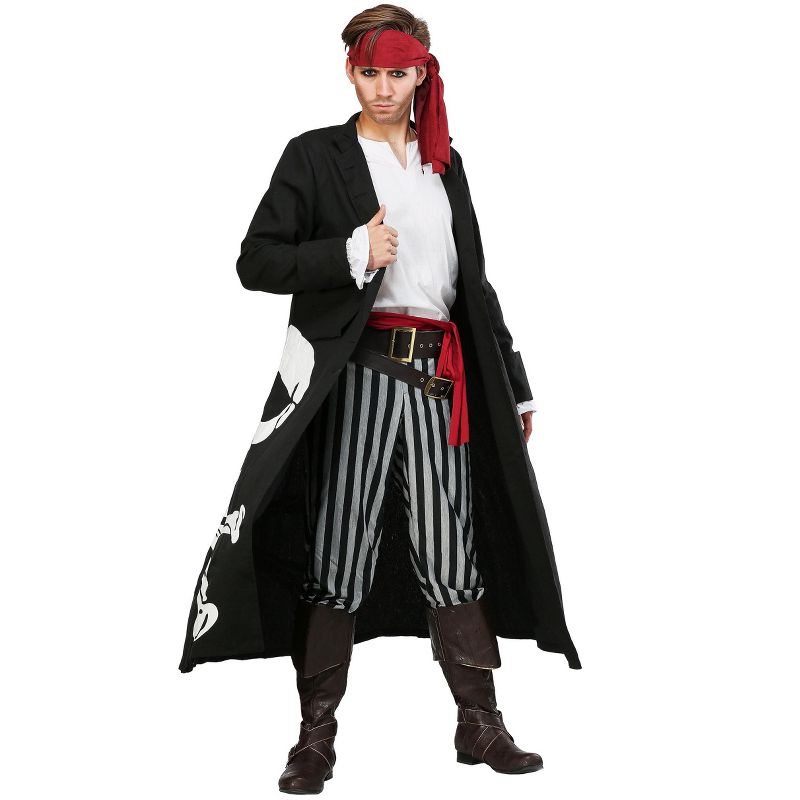 HalloweenCostumes.com Pirate Flag Captain Costume for Men, 1 of 3