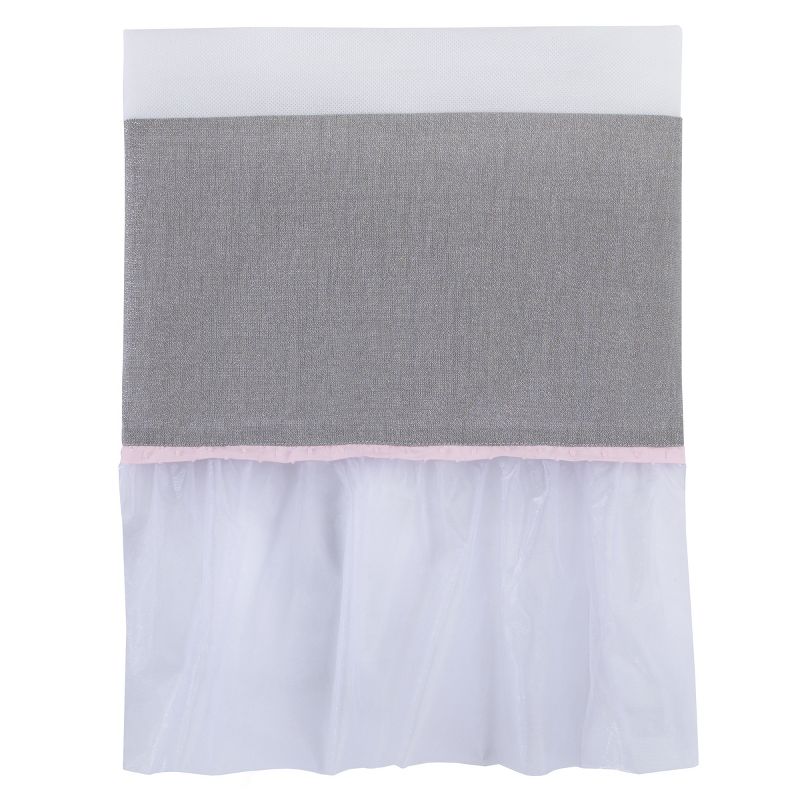 NoJo Ballerina Bows Pink, Sparkle Grey Metallic, and White 4 Piece Nursery Crib Bedding Set, 5 of 8