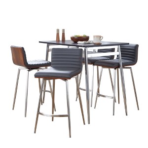 5-Piece Counter Height Dining Set with Adjustable Table and 4 Upholstered Chairs - 1 of 4