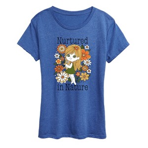Women's - Instant Message - Nurtured in Nature Flowers Short Sleeve Graphic T-Shirt - 1 of 4
