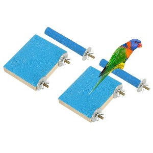 Unique Bargains Bird Perch Stand Wooden Parrot Perch Stand Toy Paw Grinding Stick Bird Cage Accessories 4 Pcs - 1 of 4