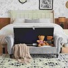 CAVINAS Storage Bench for Bedroom,Rectangular Velvet Fabric Storage Ottoman Bench with 1 Pillow for Living Room,Bedroom,Beige/Gray - 2 of 4