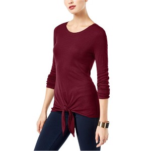 I.N.C International Concepts Womens Tie-Front Basic T-Shirt, Red, X-Small - 1 of 1