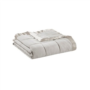 Gulches Gray Satin Trim Down Alternative 108x90 Blanket 1 Piece - 1 of 4