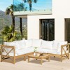 Outsunny 6 Piece Wood Patio Furniture Set, Outdoor Sectional Sofa with Cushions and Coffee Table, Acacia Wood Conversation Set Couch, Cream White - 2 of 4