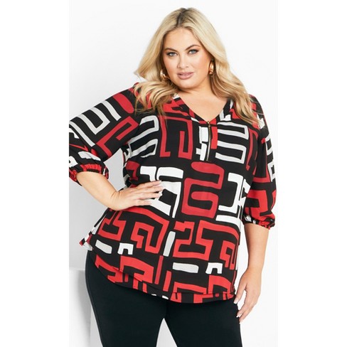 Essentials Woman's Plus Size 26/28W Black,3/4 Sleeve ,Cotton Top, Tunic,  Blouse