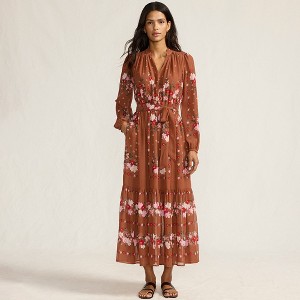 Lands' End Women's Chiffon Tiered Long Sleeve Maxi Dress - 1 of 4