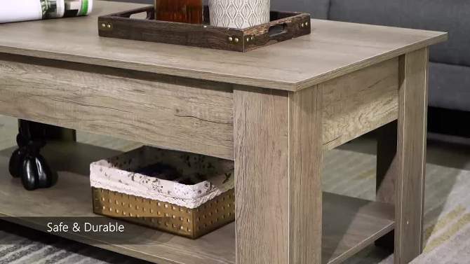 Yaheetech Lift Top Coffee Table with Hidden Compartment & Open Shelf For Living Room, 2 of 13, play video