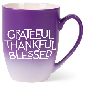 Elanze Designs Grateful Thankful Blessed Two Toned Ombre Matte Purple and White 12 ounce Ceramic Stoneware Coffee Cup Mug - 1 of 4
