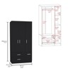SEVOBAL Armoires 71 Inch Armoire Wardrobe Closet with Two Drawers Four Doors Shelves and Hanging Rod for Bedroom, Black, 35.4"*18.7"*71.1" - 4 of 4