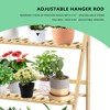 SUGIFT 3-Tier Bamboo Plant Shelf with Adjustable Hanging Rod – Multi-Functional Wooden Stand for Plants, Books, and Décor - 4 of 4
