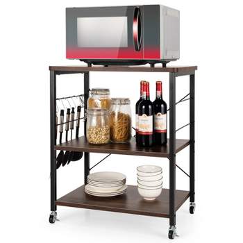 Microwave Stand With Drawer – Rolling Storage Cabinet With Doors And  Locking Wheels – Freestanding Kitchen Storage By Lavish Home (white And  Gray) : Target