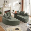 AENKYO 78.5" Oversized Round Recliner, 2-in-1 Corduroy Sofa Bed Converts to Two Recliners, with 10 Pillows, No Assembly Required, Green - 2 of 4