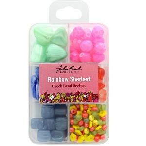 John Bead Recipe Box Mixed Glass Beads Rainbow Sherbert, 110g - 1 of 1