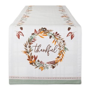 Design Imports  Thankful Autumn Wreath Reversible Embellished Table Runner - 1 of 4