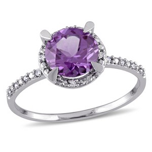 EVERLY JEWELRY | 10K White Gold Gemstone Ring with Diamonds Accent - Multiple Gemstone Options - 1 of 4