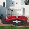 FIONECA PE Wicker Outdoor Furniture Set with Tempered Glass Coffee Table - 3 of 4