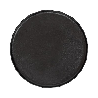 Alessia Black Round Metal Coffee Table with Deckled Edge, 26x26x16