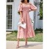 Summer Maxi Dress for Women Ruffle Short Sleeve Square Neck Smocked Tiered Multi Layered Scalloped Hem Casual Dresses - 3 of 4