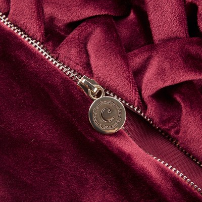 Luxurious Burgundy Velvet Ruched Square Pillow 20x20
