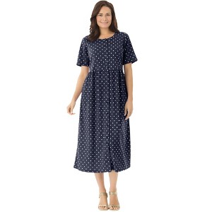 Woman Within Plus Size Button-Front Essential Dress - 1 of 4