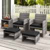 Tangkula 2 Pieces Patio PE Rattan Ottomans with Soft Zippered Cushions for Deck Frame - 4 of 4