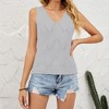 Womens Summer Sleeveless Knit Tops Ribbed V Neck Pullover Sweater Tank Tops Crochet Lightweight Sweater Vest Pointelle Knit Sweater Tops - 4 of 4