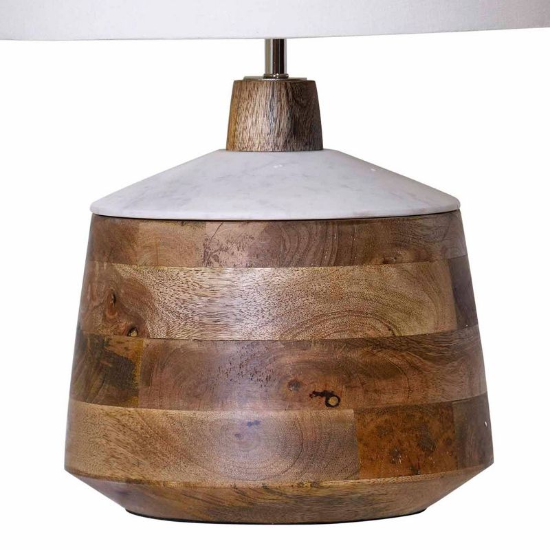 Carved Wood Table Lamp with Marble Lid Accent - StyleCraft, 4 of 5