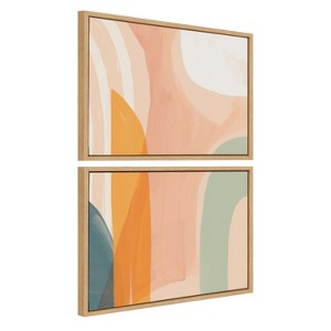 Kate and Laurel Sylvie Sunrise Over Marrakesh 1 and 2 Framed Canvas by Kate Aurelia Holloway, 2 Piece 18x24, Natural - 1 of 4