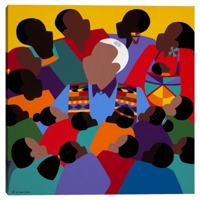 35" x 35" Madiba Mandela by Synthia Saint James Canvas Art Print - Masterpiece Art Gallery