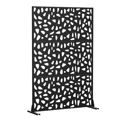 Lirago Black 72 in. Galvanized Metal Outdoor Privacy Screens Garden Outdoor Fence
