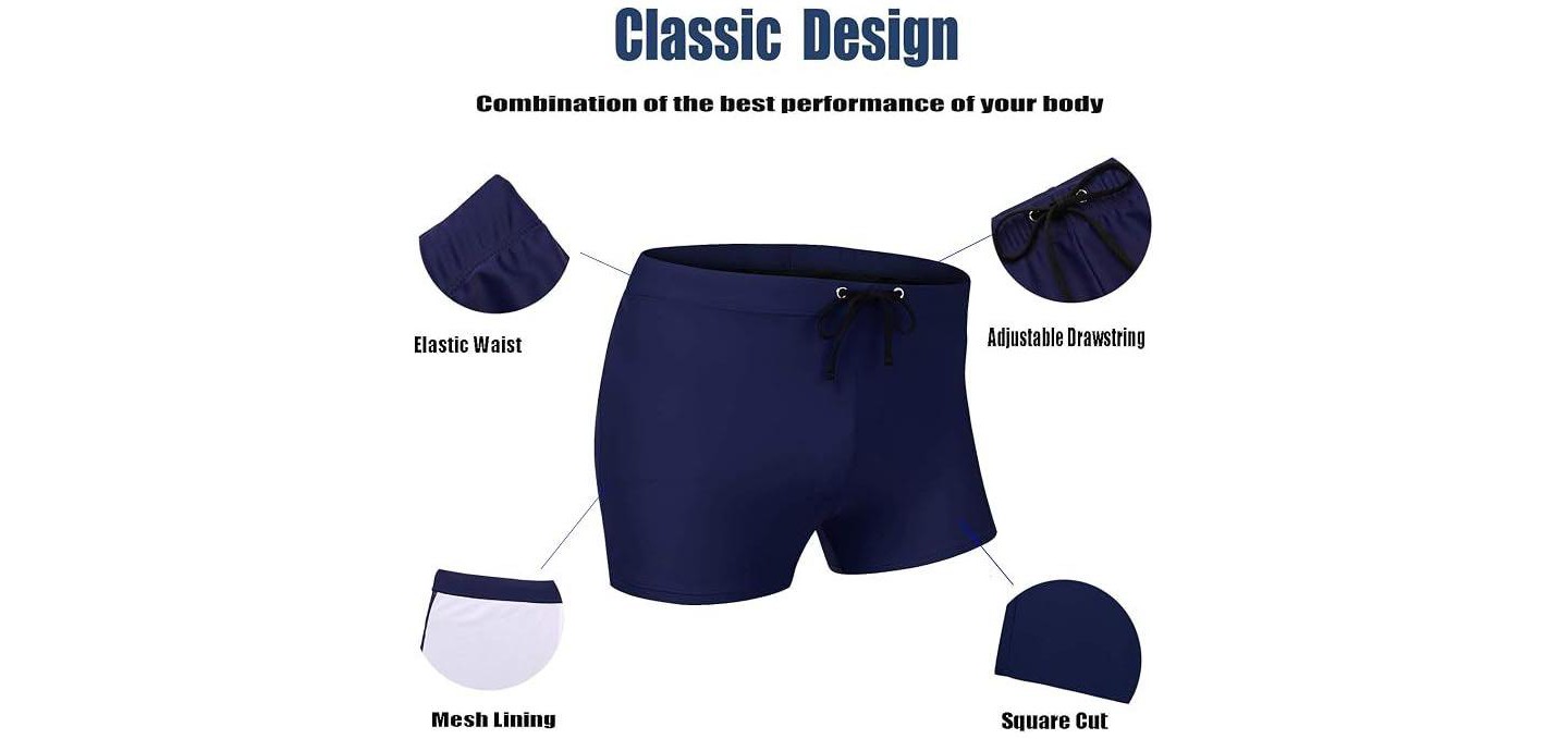 Плавки Swimwear для мужчин — COOFANDY, цвет: Тёмно-синий — фото 3